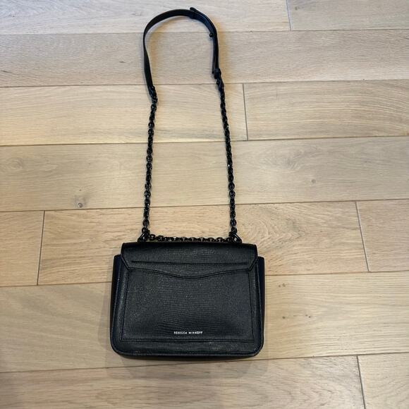 Rebecca Minkoff Love Too Black Chain Leather Crossbody Shoulder Bag Purse - Picture 2 of 8